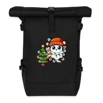 Weihnachtsgeist Lichterkette Weihnachtsbaum - Rolltop Rucksack - Schwarz - Vorne