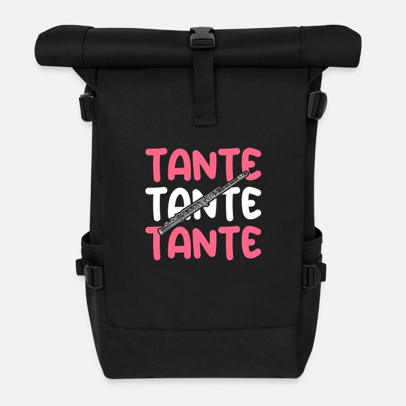 Flötist Tante Querflöte - Rolltop Rucksack - Schwarz
