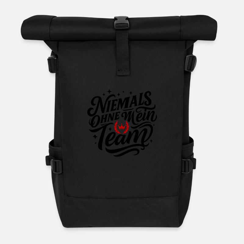 Niemals Ohne Mein Team - Rolltop Rucksack - Schwarz