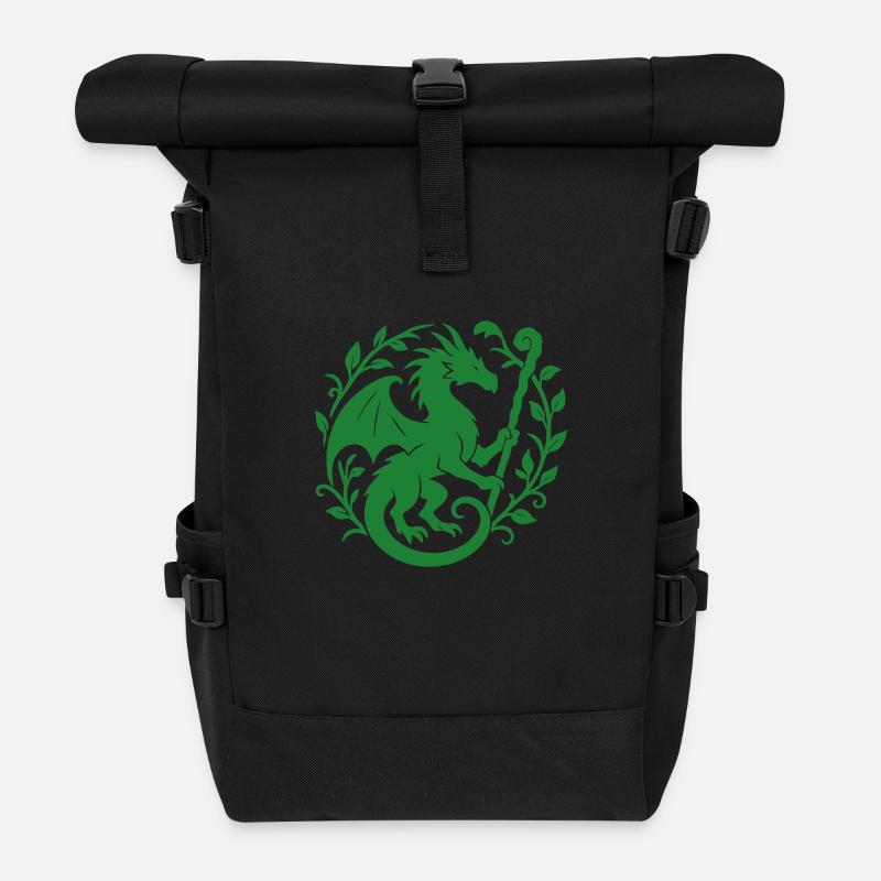 Druid Dragon (light green) - Roll Top Backpack - black