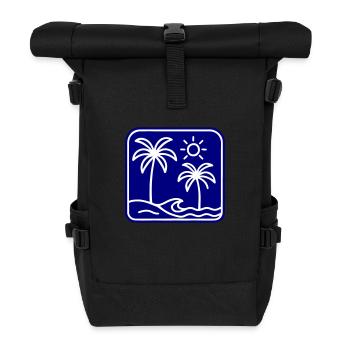Island Summer Sea Palm Trees - Roll Top Backpack - black - Front