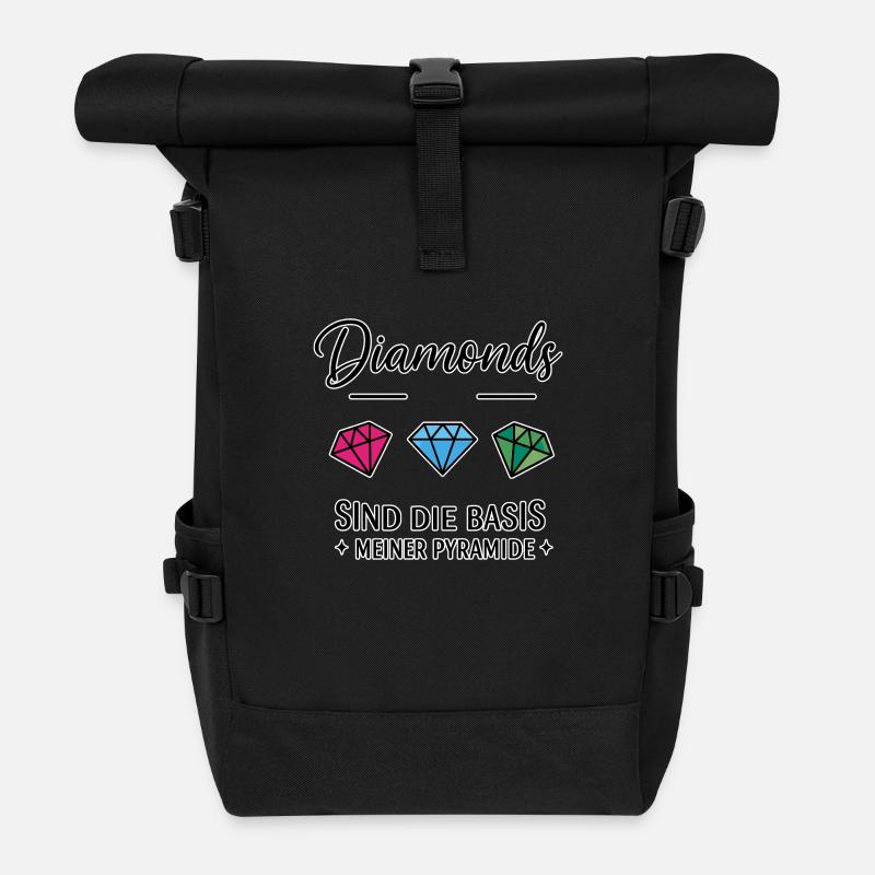 Diamonds are the base of my pyramid - Roll Top Backpack - black
