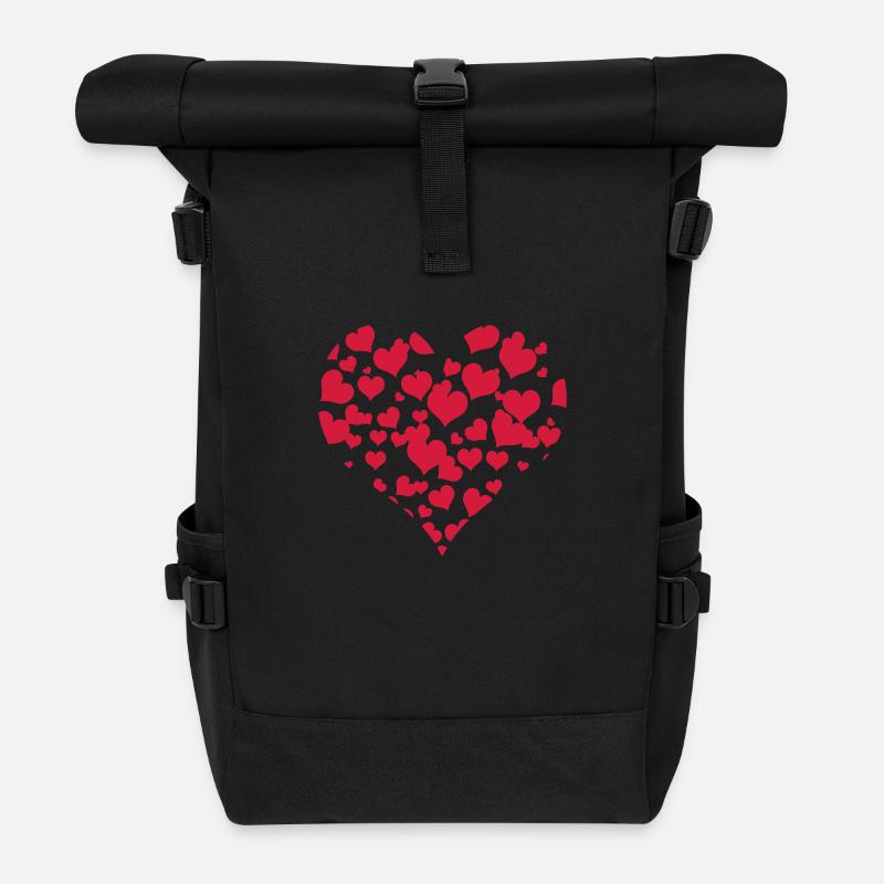 Coeur remplis de coeur aléatoirement - Sac à dos roll top - noir