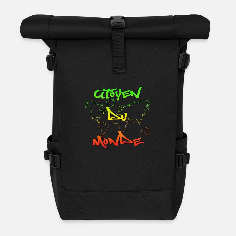 citizen of the world - Roll Top Backpack - black