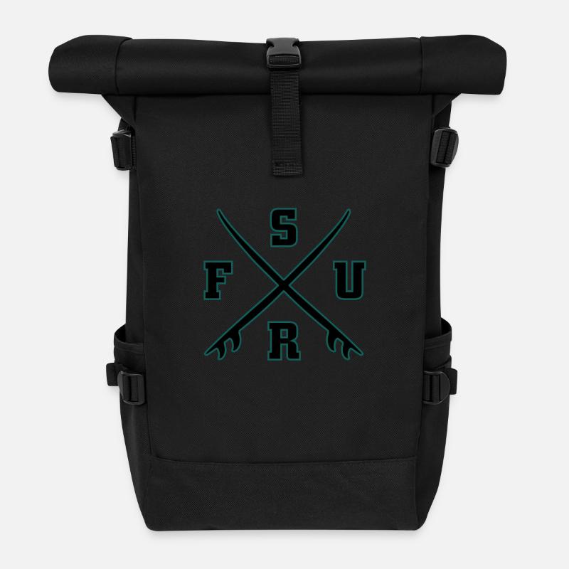 Surf Logo - Roll Top Backpack - black
