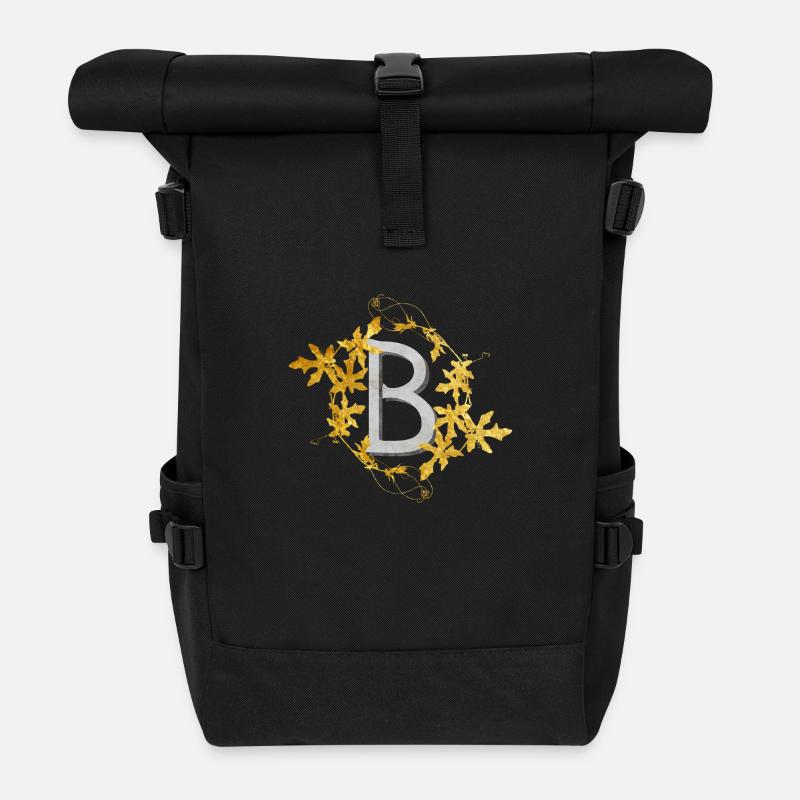 monogramme B - Sac à dos roll top - noir