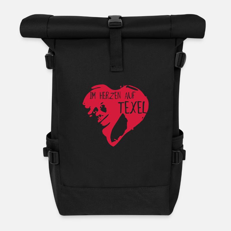 Im Herzen auf Texel - Rolltop Rucksack - Schwarz