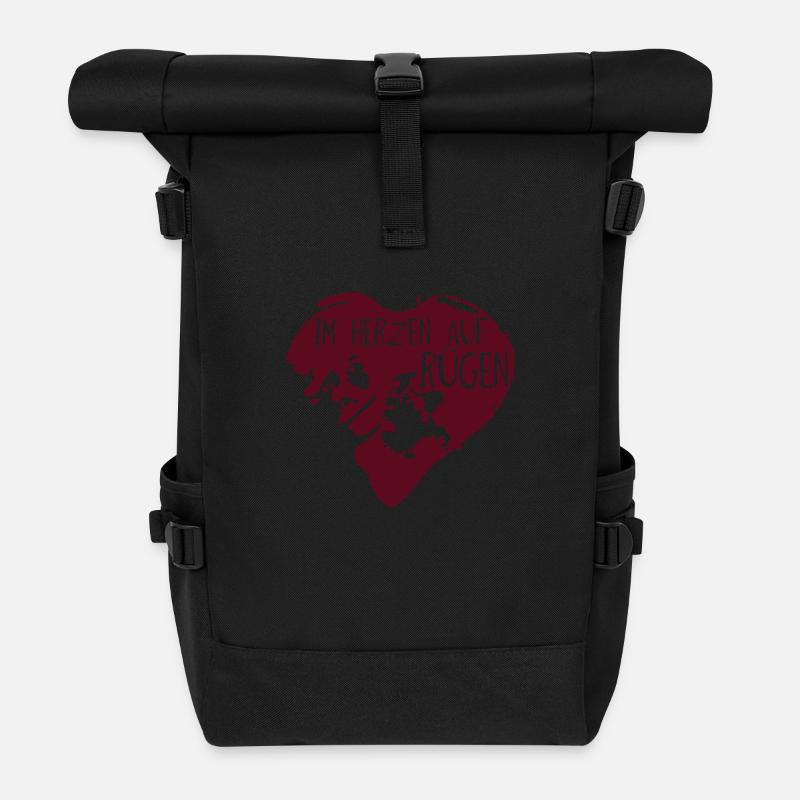 Im Herzen Rügen - Rolltop Rucksack - Schwarz