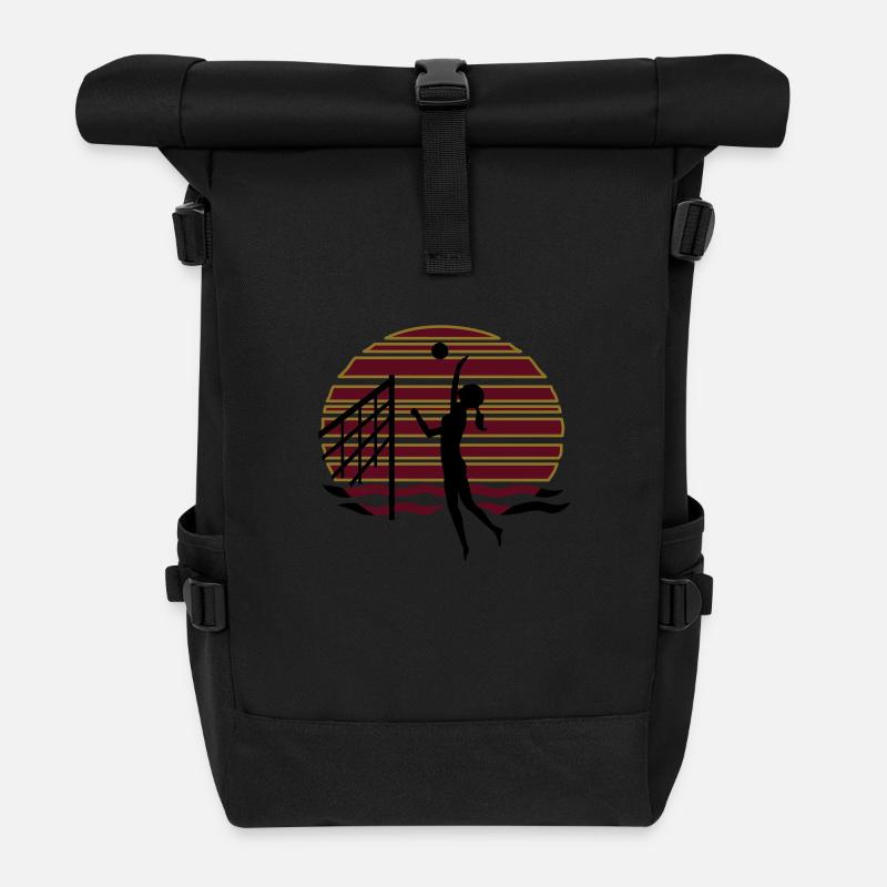 Beachvolley sunset - Rolltop Rucksack - Schwarz