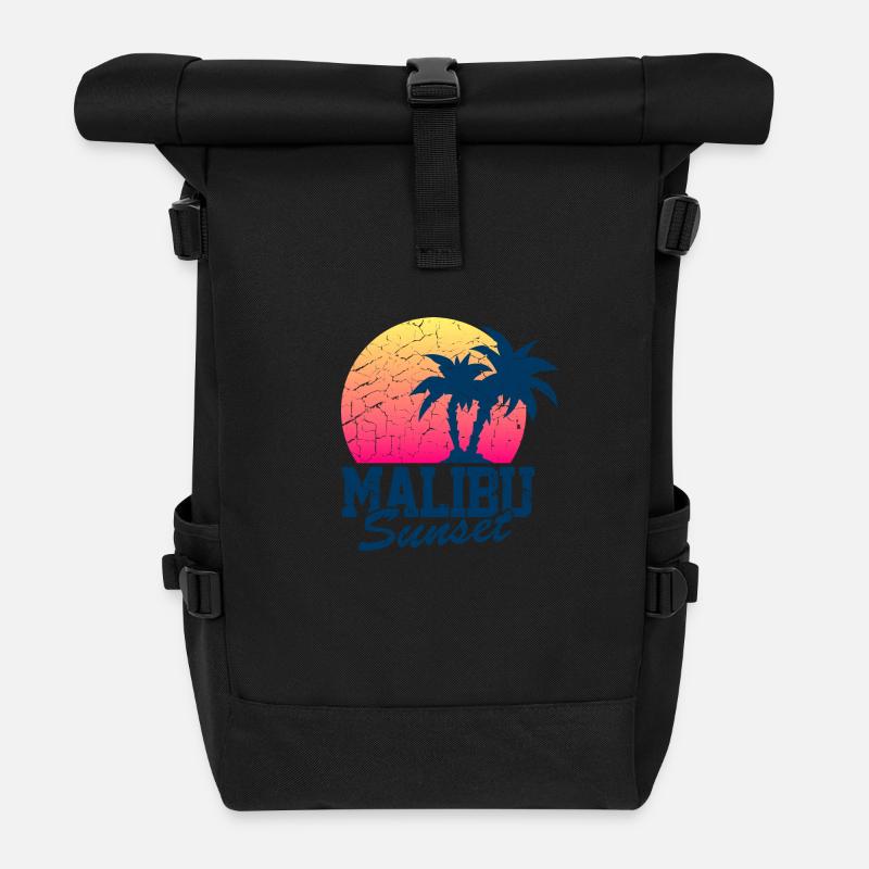 Malibu Sunset Worn - Roll Top Backpack - black