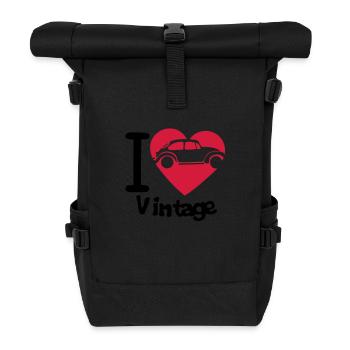 Liebe Vintage voiture6 Marienkäfer Herz - Rolltop Rucksack - Schwarz - Vorne