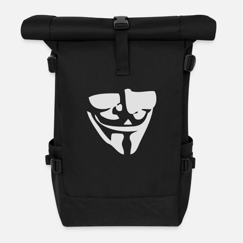 Guy Fawkes / Anonymous Maske - Rolltop Rucksack - Schwarz
