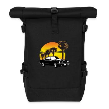 Musclecar Fastback _sunset - Roll Top Backpack - black - Front