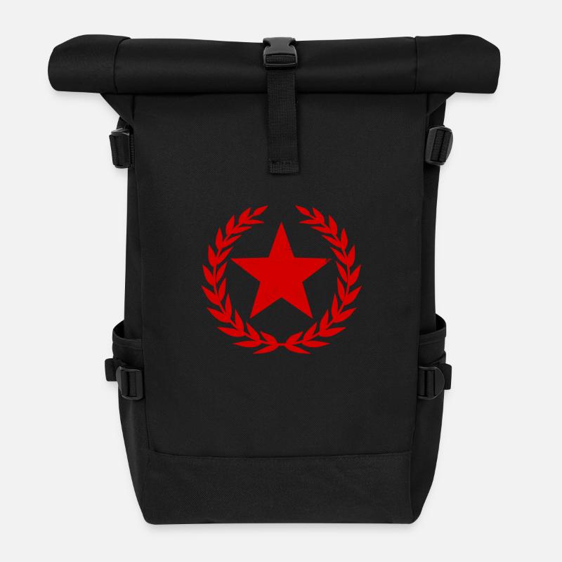 Roter Stern - Rolltop Rucksack - Schwarz
