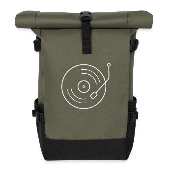 Vinyle de platine vinyle - Sac à dos roll top - olive/noir - Devant