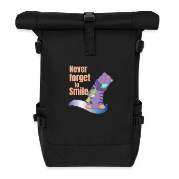 cat saying laughter irony optimism happiness lol - Roll Top Backpack - black - Front