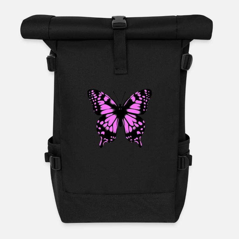 Schmetterling - Rolltop Rucksack - Schwarz
