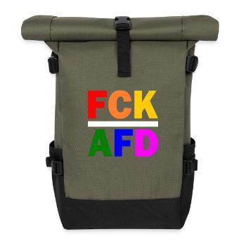 Fck afd - Rolltop Rucksack - Olive/Schwarz - Vorne