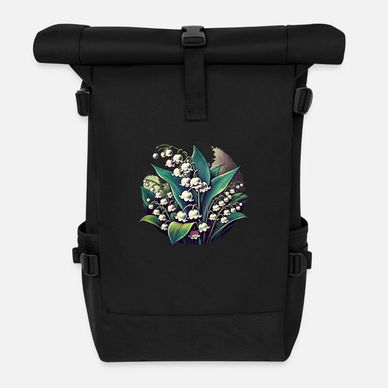 Maiglöckchen - Rolltop Rucksack - Schwarz