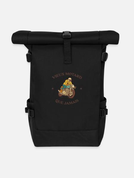Vieux motard que jamais - Roll Top Backpack - black