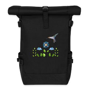 Colorful bird - Roll Top Backpack - black - Front