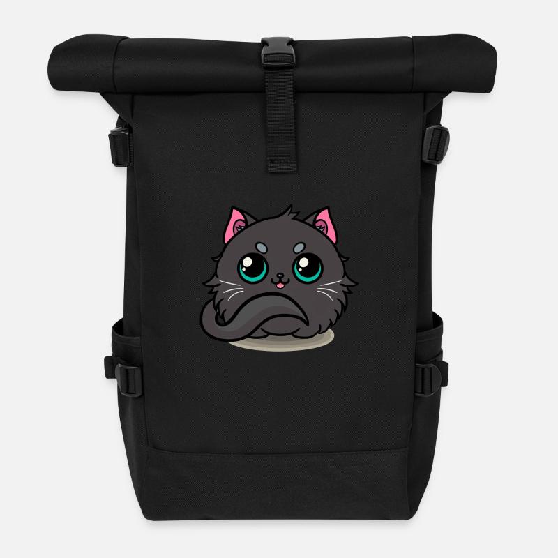 Schwarze Katze! - Rolltop Rucksack - Schwarz