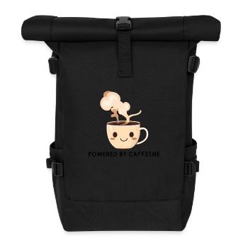 Angetrieben durch Koffein - Rolltop Rucksack - Schwarz - Vorne