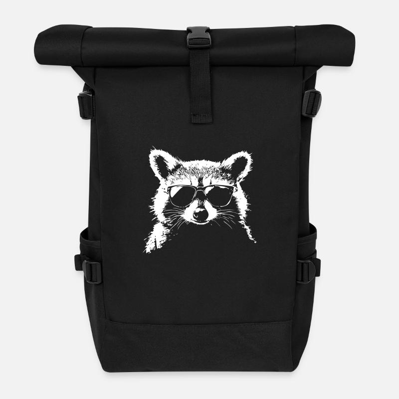 Waschbär Sonnenbrille - Rolltop Rucksack - Schwarz