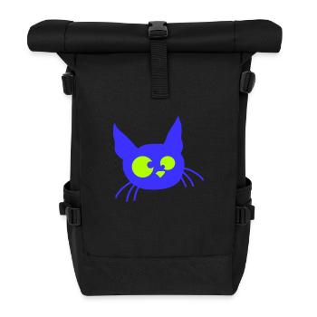 Chat fou plisse les yeux drôles Grimace Fun - Sac à dos roll top - noir - Devant