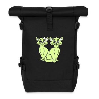Zwei Katzen Paar 2 Romantisches verliebtes Pärchen - Rolltop Rucksack - Schwarz - Vorne