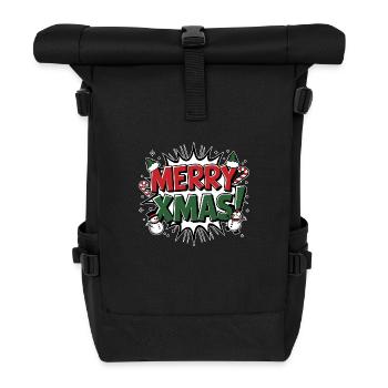 Merry Xmas Christmas Snowman Gift Snow - Roll Top Backpack - black - Front