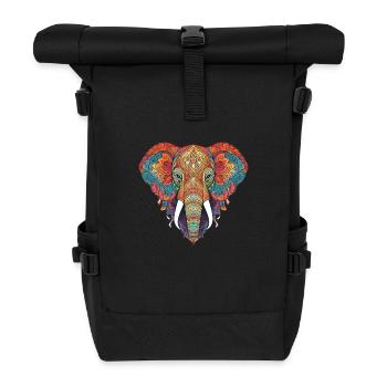 Elefant Zentangle Kunst bunt tier - Rolltop Rucksack - Schwarz - Vorne