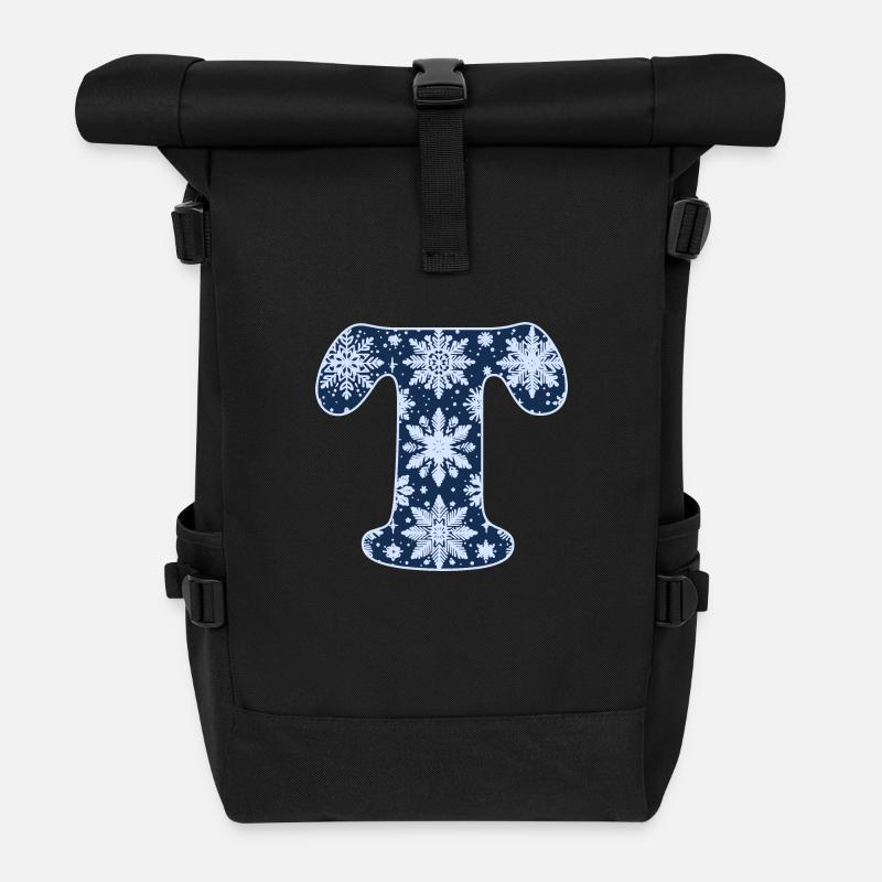 Buchstabe T Schneeflocken - Rolltop Rucksack - Schwarz