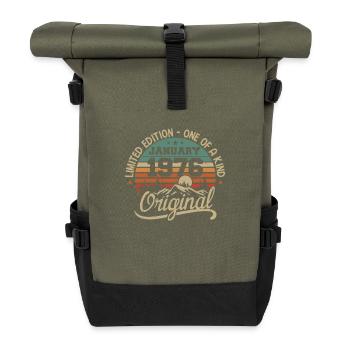 Januar 1976 I Geburtstage geboren im Januar 1976 - Rolltop Rucksack - Olive/Schwarz - Vorne