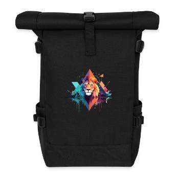 Lion Wildlife Animal Nature Outdoors Watercolour - Roll Top Backpack - black - Front