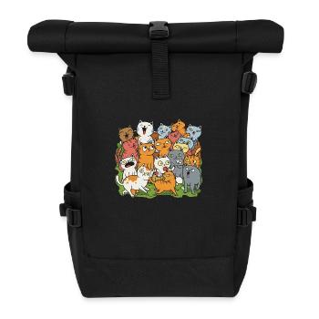 Lots of happy cats - Roll Top Backpack - black - Front