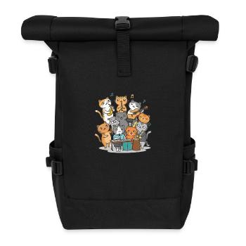 Happy cats making music - Roll Top Backpack - black - Front