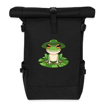 Süßer Frosch mit Hut - Rolltop Rucksack - Schwarz - Vorne