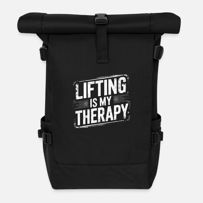 Lifting is my Therapy - Rolltop Rucksack - Schwarz