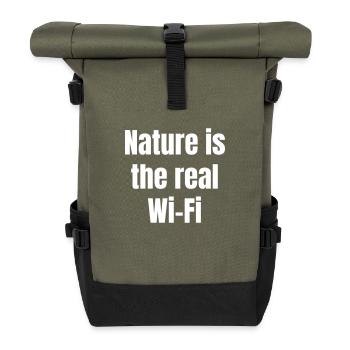 Nature is the real Wi-Fi - Roll Top Backpack - olive/black - Front