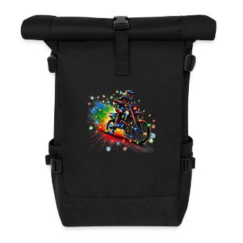 Christmas Motocross Lights Dirt Bike Rider Xmas - Rolltop Rucksack - Schwarz - Vorne