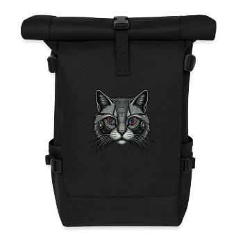 Katzen-Roboter - Rolltop Rucksack - Schwarz - Vorne