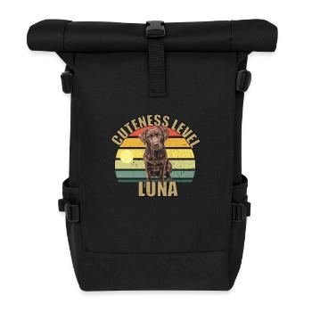 Cuteness Level Luna Brown Labrador - Roll Top Backpack - black - Front
