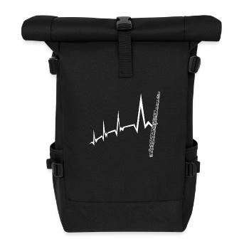 Flötist Herzschlag Querflöte - Rolltop Rucksack - Schwarz - Vorne