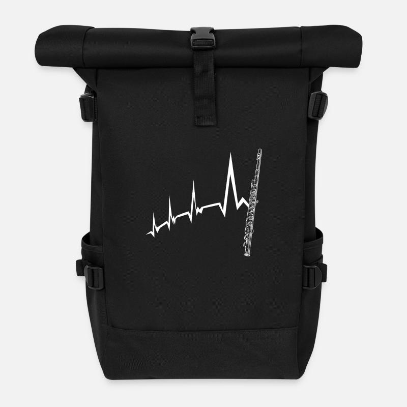 Flötist Herzschlag Querflöte - Rolltop Rucksack - Schwarz