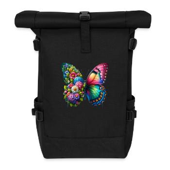 Bunter Schmetterling, von der Natur inspirierte Sommerstimmungen - Rolltop Rucksack - Schwarz - Vorne