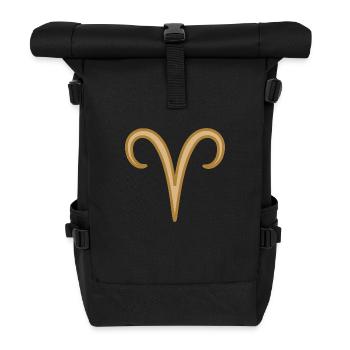 Aries Zodiac Symbol Two Tone Golden - Roll Top Backpack - black - Front