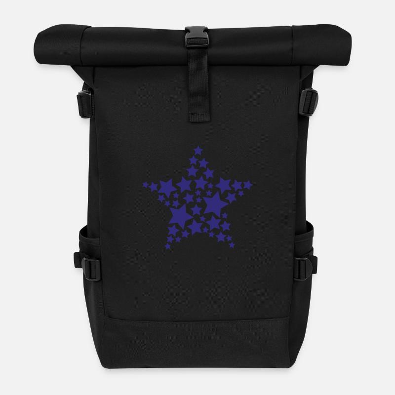 Sterne - Rolltop Rucksack - Schwarz