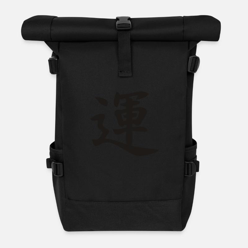 japan_glueck - Rolltop Rucksack - Schwarz