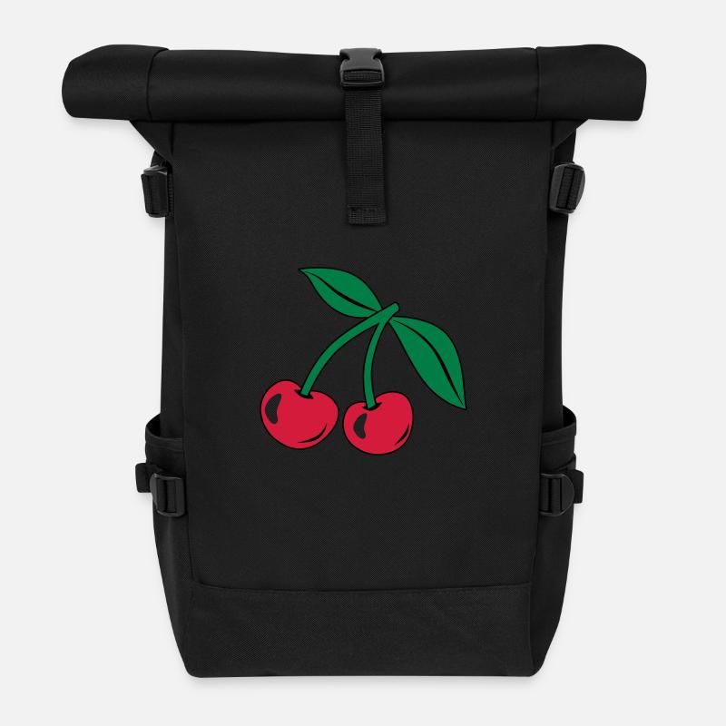 Kirsche - Rolltop Rucksack - Schwarz